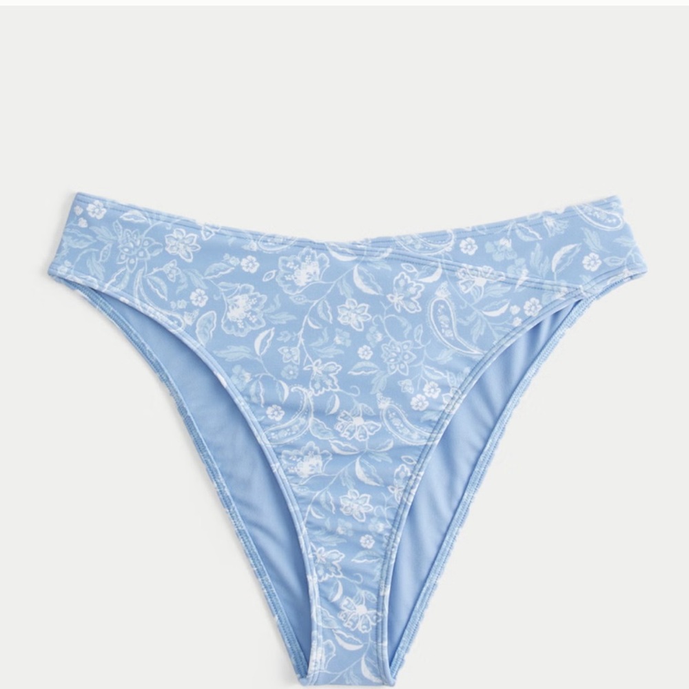 Hollister Blue Floral High Waist High Leg Curvy Bikini Bottom